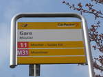 (203'568) - PostAuto-Haltestelle - Moutier, Gare - am 13.