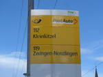 (214'341) - PostAuto-Haltestelle - Laufen, Bahnhof - am 16. Februar 2020