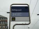 (143'720) - VBZ-Haltestelle - Zrich, Sihlpost - am 21.