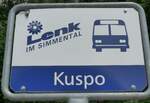 (153'486) - AFA-Haltestellenschild - Lenk, Kuspo - am 27.