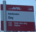 (200'239) - AFA-Haltestellenschild - Adelboden, Oey - am 25.