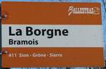 (243'749) - BALLESTRAZ-Haltestellenschild - Bramois, La Borgne - am 11.