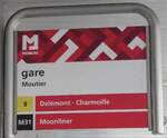 (285'248) - MOBIJU-Haltestellenschild - Moutier, gare - am 6. M�rz 2026