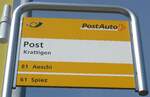 (226'646) - PostAuto-Haltestellenschild - Krattigen, Post - am 21. Juli 2021