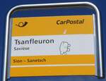 (266'528) - PostAuto-Haltestellenschild - Savise, Tsanfleuron - am 1. September 2024