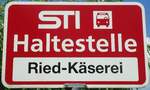 (133'872) - STI-Haltestellenschild - Unterlangenegg, Ried-Kserei - am 28.