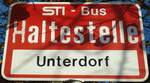 (137'056) - STI-Haltestellenschild - Tschingel, Unterdorf - am 28.