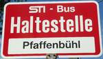 (129'170) - STI-Haltestellenschild - Thun, Pfaffenb�hl - am 29.