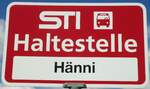 (133'874) - STI-Haltestellenschild - Unterlangenegg, H�nni - am 28.