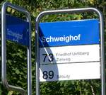(276'082) - ZVV-Haltestellenschild - Zrich-Schweighof, Bahnhof - am 31.