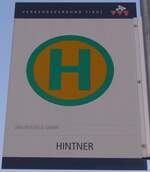 (196'729) - BB-POSTBUS-Haltestellenschild - Radfeld, Hintner - am 10. September 2018