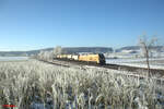 2159 256  GrainyDay  zieht den Slurry Kreideschlammzug kurz vor Marktleuthen in Richtung Hof. 29.12.24