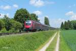 Nachschuss auf 1116 204 als RJ 67 Mnchen nach Budapest bei Freising. 08.06.13