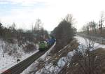 V1700.03 alias 277 004-8 mit dem Leer Holzzug Wiesau - Cheb bei Seußen.