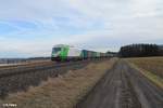 ER20-01 zieht bei Oberteich den Containerzug Wiesau - Hamburg.