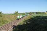 223 102 zieht bei Thölau den Wiesau Containerzug nach Hof.