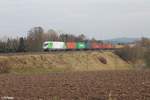 ER20-03 zieht den Wiesau Containerzug von Wiesau nach Hof durch Pechbrunn.