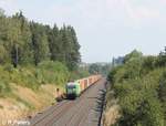 ER20-01 zieht den Wiesau Containerzug nach Hof bei Großwenden.