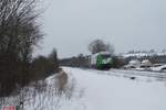 ER20-01 und 193 218  Beethoven  mit dem Hackschnitzelzug kurz hinter Wiesau in Richtung Hof.16.01.21