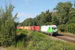 ER20-01 mit dem Wiesau Containerzug bei der Durchfahrt in Reuth bei Erbendorf.