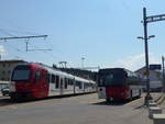 (195'591) - TPF-Pendelzug - Nr. 104 - am 5. August 2018 beim Bahnhof Palzieux
