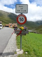 (174'208) - Ortstafel von Avers Juf mit Hchstgeschwindigkeit am 21.