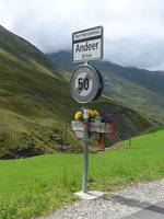 (174'209) - Ortsendetafel von Avers Juf und Ende der Hchstgeschwindigkeit am 21.