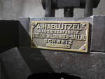 (227'584) - Typenschild der Habltzel-Maschine am 28. August 2021 in Vallorbe, Muse du fer et du chemin de fer