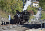 Lok Heidi G 3/34 11 umf�hrt ihren Zug in Filisur ihren Museumszug zum Wasserfassen. September 2026.