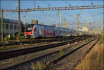 RABe 512 037 und RABe 512 007 in Pratteln. August 2026.