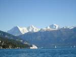 (130'139) - Eiger, Mnch und Jungfrau von Thunersee aus am 3.