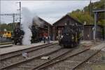 Den Schweizer Bahnen zum 175. Geburtstag.

Zur Trnke und zum Futtertrog kommen Mann und Maschine... pardon Gendern nicht vergessen, also Frau und Lok. Im Depot Koblenz ist zu den Dampftagen ein echter Taubenschlag entstanden, B 3/4 1367 ist gerade bei der Pause, das Tigerli E 3/3 5812 war angeheizt hatte ich aber nicht beim Einsatz gesehen. Oktober 2022.