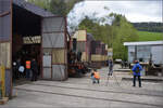 Im Depot des VVT.

Rollout des frisch restaurierten Tigerlis E 3/3 5811. St-Sulpice, Mai 2024.