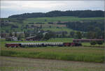 Der Museumszug der Sursee-Triengen-Bahn mit Tigerli E 3/3 8522 bei Geuensee.