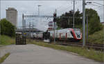 Das Tigerli E 3/3 8522 umfhrt den Museumszug der Sursee-Triengen-Bahn in Sursee. Dabei gilt es den Regelverkehr zu beachten, und der ist mit zahlreichen Zgen auf der Strecke unterwegs. Allerdings ist Geduld nicht die Strke eines jeden Bsi und so randaliert das Tigerli ordentlich, bevor es weiter rangieren darf. August 2024.