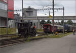 Das Tigerli E 3/3 8522 umfhrt den Museumszug der Sursee-Triengen-Bahn in Sursee. August 2024.