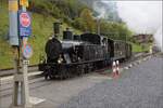 Ballenberg Dampfbahn nach Innertkirchen.

G 3/4 208 macht in Oberriet ein paar Manöver für die Tribüne. Oktober 2019.