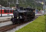 Ballenberg Dampfbahn nach Innertkirchen.

G 3/4 208 rangiert in Meiringen. Oktober 2019.