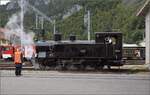 Ballenberg Dampfbahn nach Innertkirchen.

G 3/4 208 rangiert in Meiringen. Oktober 2019.