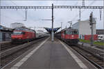 Re 460 001 'Lötschberg und Re 420 225 in Romanshorn. April 2024.