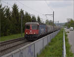 Re 620 034 mit einem Güterzug bei Frauenfeld. April 2024.