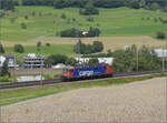 Re 6/6 11622 'Suhr' als Solofahrerin bei Frick. August 2025.
