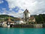 (141'386) - Das Schloss Oberhofen am Thunersee am 26.