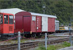 Dieser Gterwagen wurde 1914 von der SIG an die BFD geliefert. Im neuen Anstrich glnzt er als Dienstwagen X 2917 in Realp vor sich hin. August 2025.