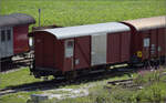 In neuem Glanz erstrahlt Dienstwagen X 2424. Der Wagen wurde 1962 an die BVZ geliefert. Oberwald, August 2025.