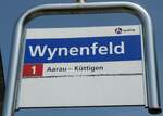 (251'825) - A-welle-Haltestellenschild - Buchs, Wynenfeld - am 20.