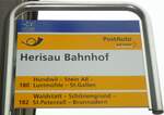 (132'300) - PostAuto-Haltestellenschild - Herisau, Bahnhof - am 12.