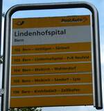 (229'985) - PostAuto-Haltestellenschild - Bern, Lindenhofspital - am 4.