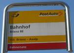 (225'825) - PostAuto-Haltestellenschild - Brienz BE, Bahnhof - am 11.