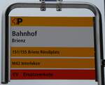 (281'554) - +P-Haltestellenschild - Brienz, Bahnhof - am 16.